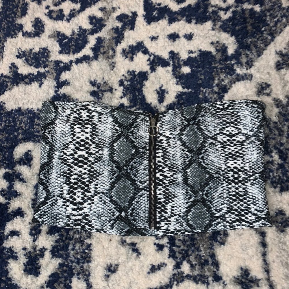 Snake print Bandeau Tube Crop Top